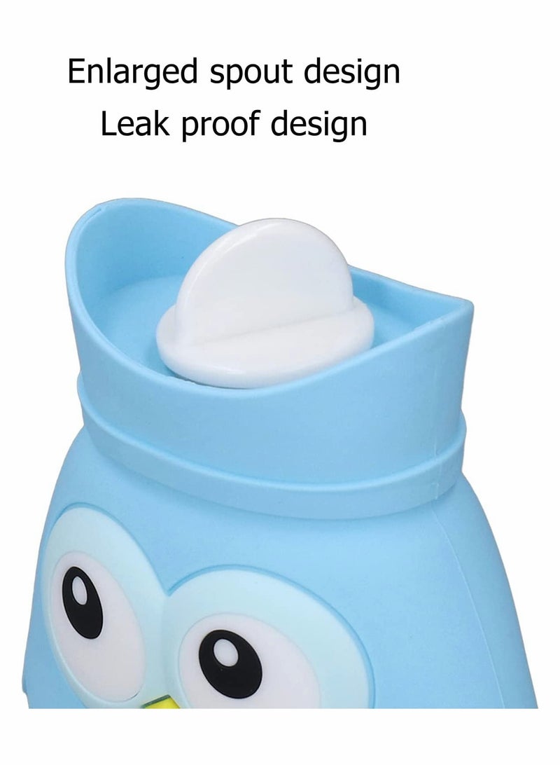 Cute Silicone Hot Water Bag Microwave Safe Reusable Heating Bottle for Winter Light Blue - Image 4
