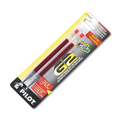 Pilot, G2 Gel Ink Refills, Extra Fine Point 0.5 mm, Red, Pack of 2 - Image 1