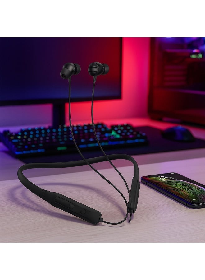 Earldom ET-BH87 wireless neckband headphones with Bluetooth 5.0, magnetic design, and long battery life up to 10 hours (black) - Image 3