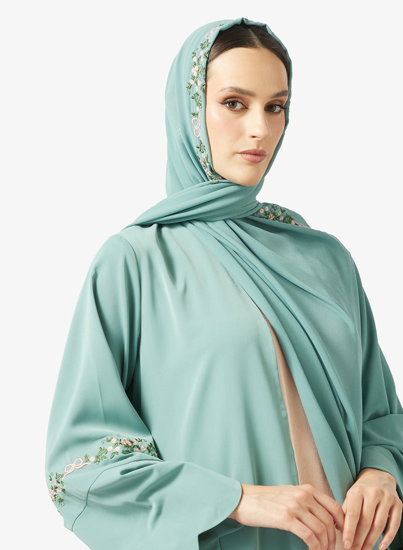 خزانة عباية بأكمام مزينة بالدانتيل وشيلة - Image 4