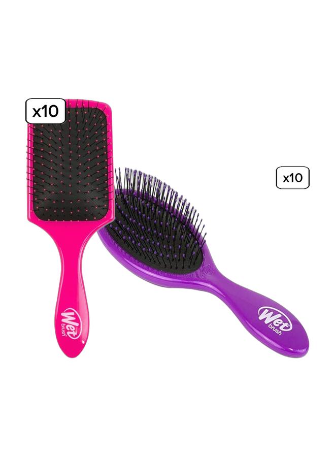 Wet Brush Paddle Hair Brush Pink 1.25inch & Original Detangler Hair Brush Purple 1.25inch Bundle - Image 1