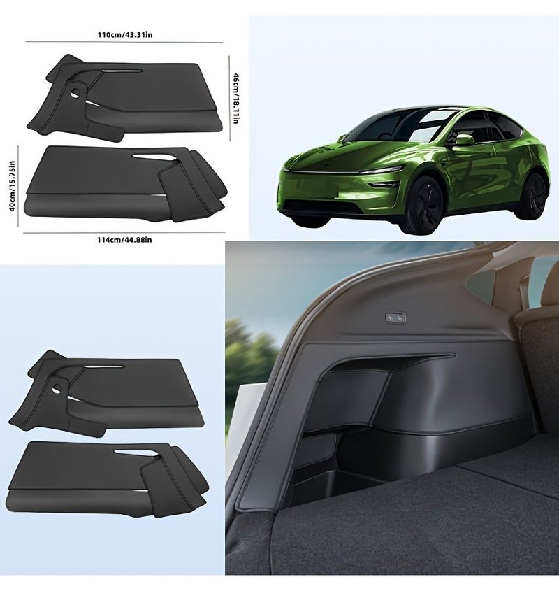 Trunk Side Protection Pads PU Leather Protective Pads for Tesla Model Y Juniper Black Easy Hook and Loop Installation - Image 2