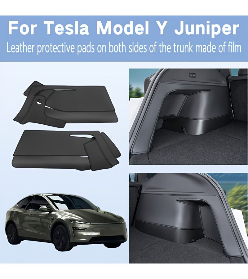 Trunk Side Protection Pads PU Leather Protective Pads for Tesla Model Y Juniper Black Easy Hook and Loop Installation - Image 5