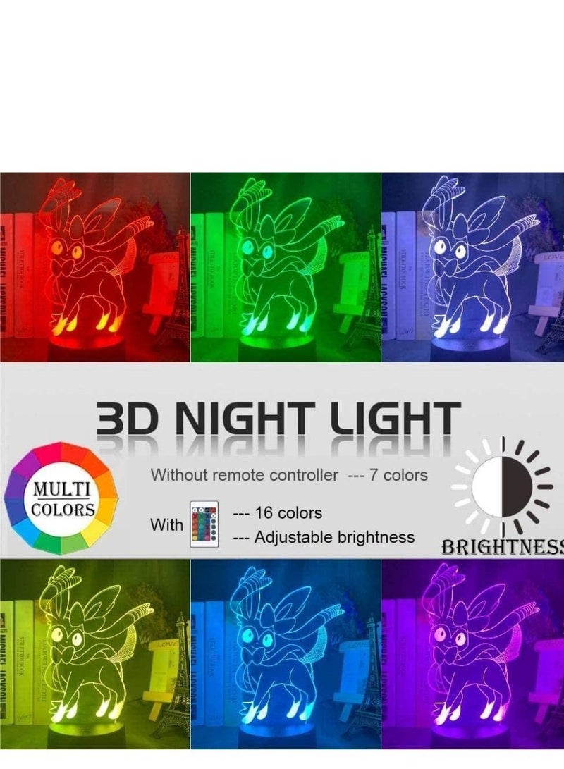 3D Illusion Lamp Led Night Light Optical Game Go Sylveon Figure for Girl Bedroom Decor Color Changing Gift Children s Sleep Room Decoration - Image 2