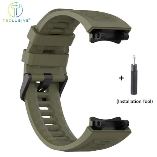 T TECLUSIVE حزام سيليكون T TECLUSIVE متوافق مع Amazfit T Rex 2 | حزام سيليكون مطاطي قابل للتعديل مع أداة تركيب لـ Trex 2 - أداة محدثة (أخضر) - Image 4