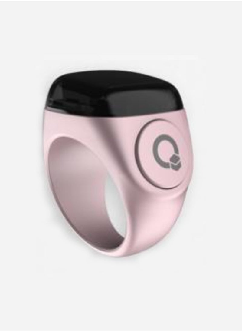 iQIBLA - Smart Tasbih Zikr Ring Wide Display 1.5CM Powerful Battery Backup Upto 7 Days OLED Display Noor Smart Ring App Operated Tasbih Counter Prayer Reminder Technology Plastic 20MM Ring Pink - Image 1