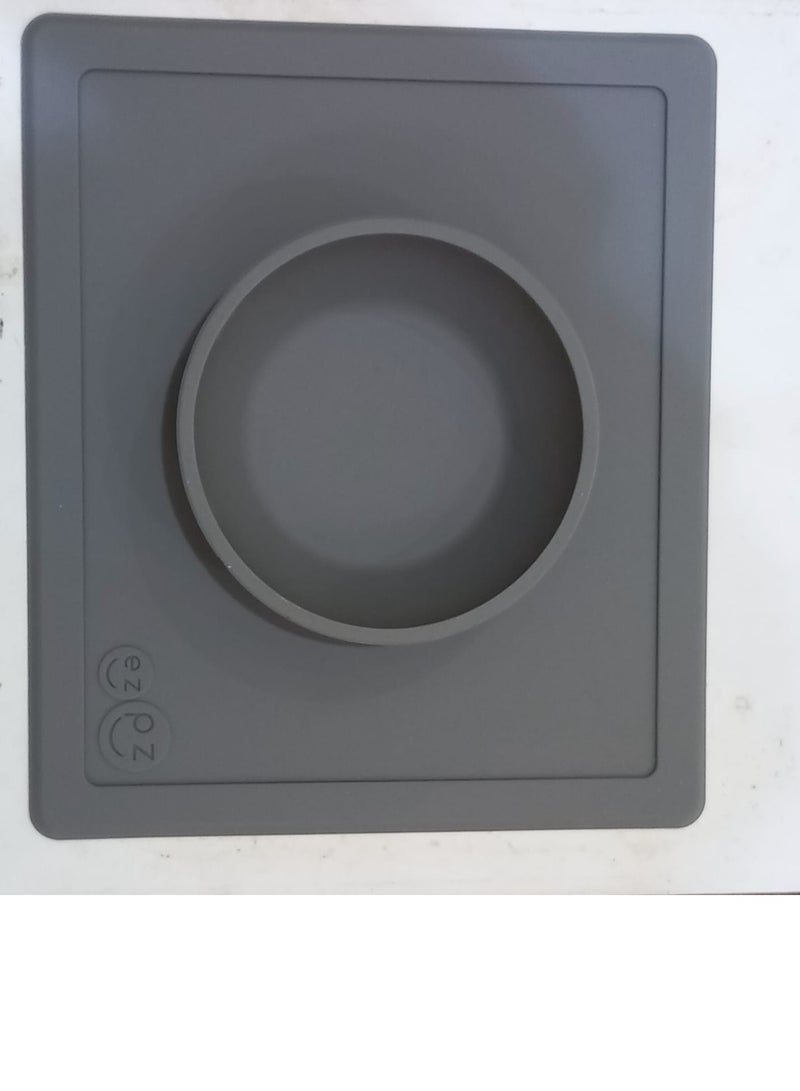 ازبيز وعاء شفط من السيليكون بنسبة 100% مع مفرش مدمج للاطفال في مرحلة ما قبل المدرسة من هابي بول (رمادي) - امن للاستخدام في غسالة الصحون - Image 3