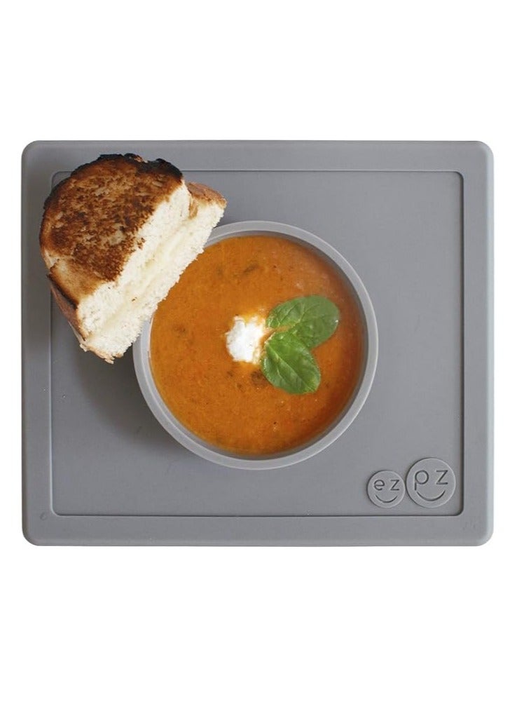 ازبيز وعاء شفط من السيليكون بنسبة 100% مع مفرش مدمج للاطفال في مرحلة ما قبل المدرسة من هابي بول (رمادي) - امن للاستخدام في غسالة الصحون - Image 5