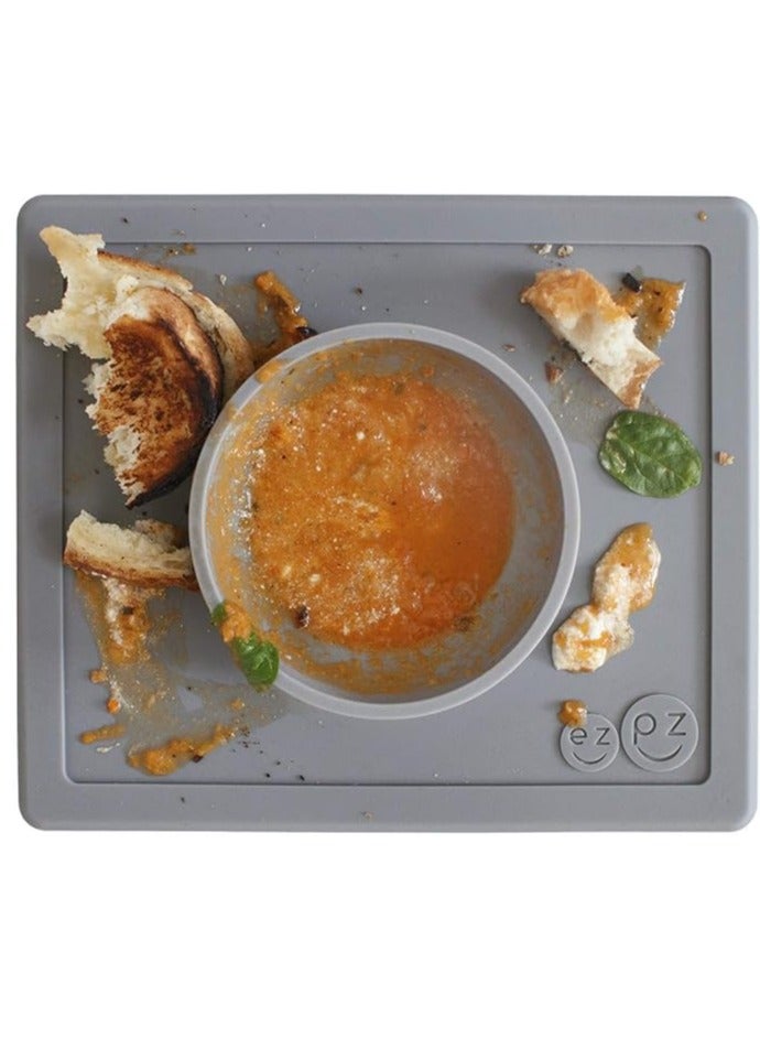 ازبيز وعاء شفط من السيليكون بنسبة 100% مع مفرش مدمج للاطفال في مرحلة ما قبل المدرسة من هابي بول (رمادي) - امن للاستخدام في غسالة الصحون - Image 2