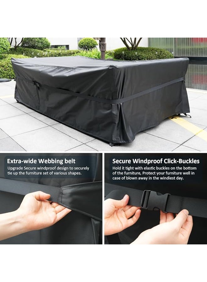 Patio Furniture Covers Waterproof, Outdoor Furniture set Covers Rectangular, Patio Table Chair Sofa Set Covers with Extra-wide Webbing encloses Windproof 230x165x80 - Image 5