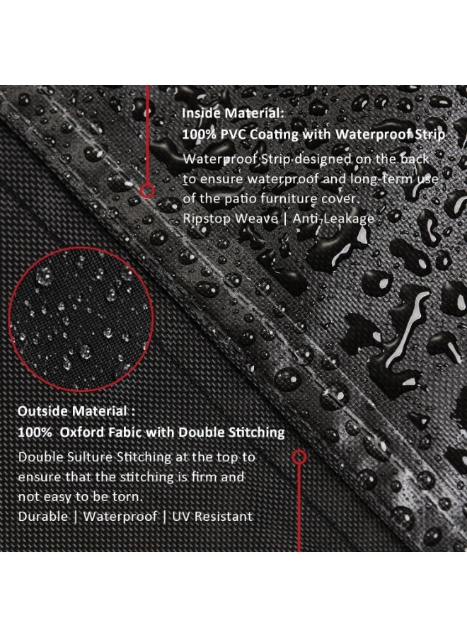 Patio Furniture Covers Waterproof, Outdoor Furniture set Covers Rectangular, Patio Table Chair Sofa Set Covers with Extra-wide Webbing encloses Windproof 230x165x80 - Image 4