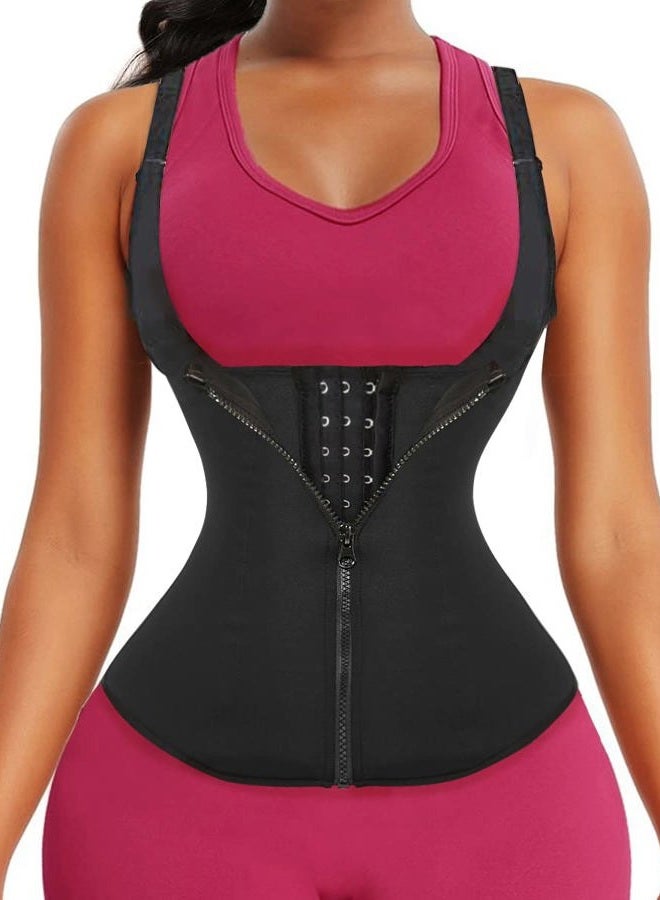 GainKee Clip and Zip Waist Trainer Corset Women Neoprene Worked Out Sweat Vest Body Shaper, Black, XS - Image 1