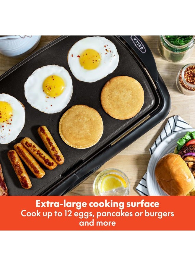 BELLA 17673 Electric Non-Stick Griddle, Black - Image 2