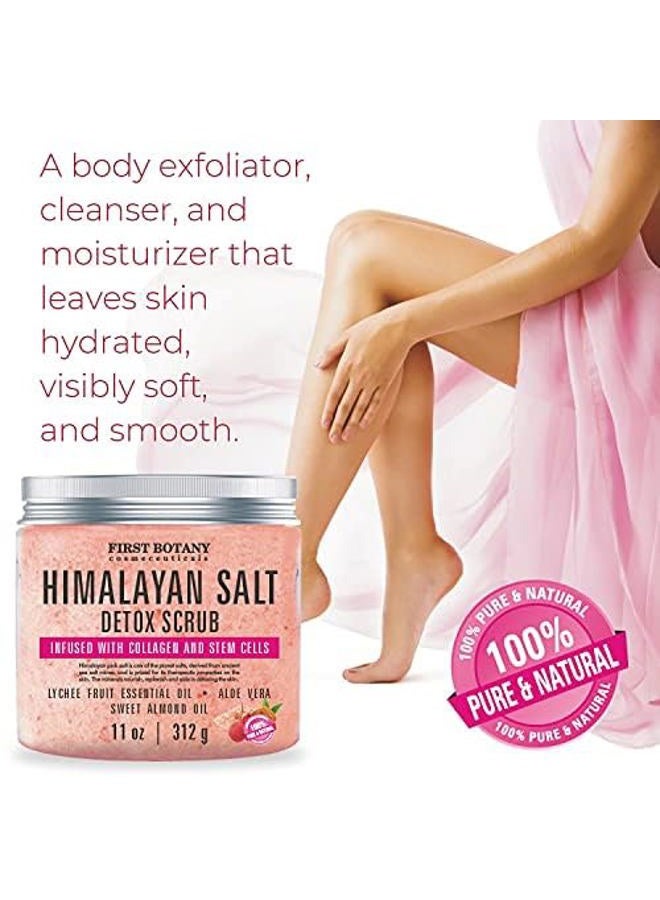 First Botany Himalayan Salt Body Scrub with Collagen and Stem Cells - Natural Exfoliating Salt Scrub & Body and Face Souffle helps with Moisturizing Skin, Acne, Cellulite, Dead Skin Scars, Wrinkles (20 oz) - Image 3