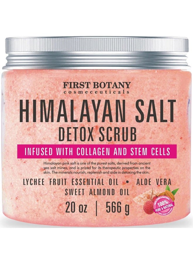 First Botany Himalayan Salt Body Scrub with Collagen and Stem Cells - Natural Exfoliating Salt Scrub & Body and Face Souffle helps with Moisturizing Skin, Acne, Cellulite, Dead Skin Scars, Wrinkles (20 oz) - Image 1