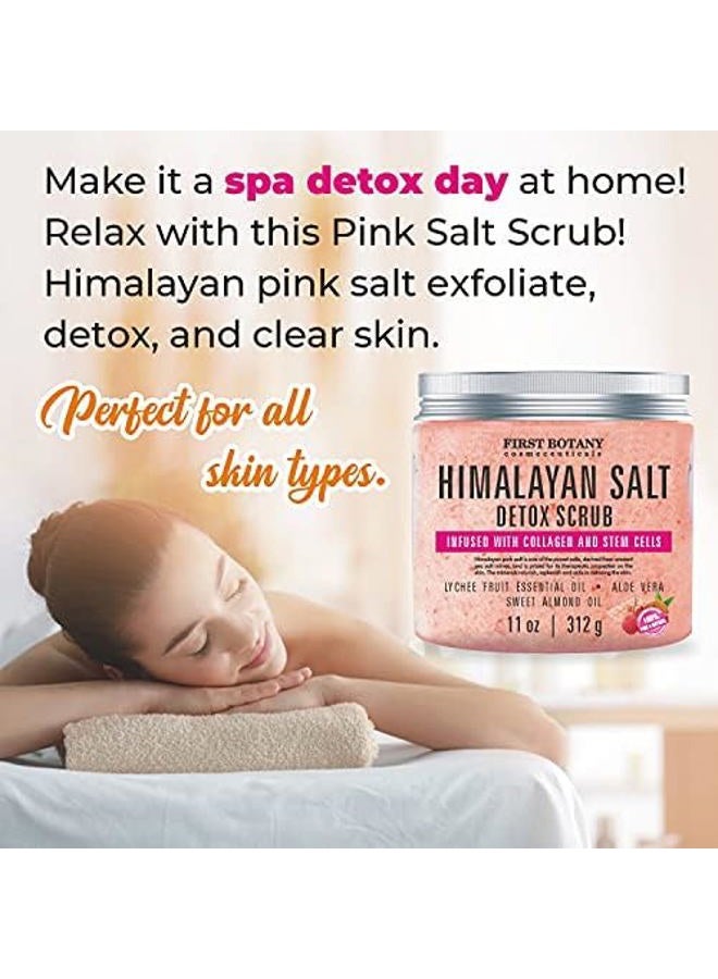 First Botany Himalayan Salt Body Scrub with Collagen and Stem Cells - Natural Exfoliating Salt Scrub & Body and Face Souffle helps with Moisturizing Skin, Acne, Cellulite, Dead Skin Scars, Wrinkles (20 oz) - Image 2