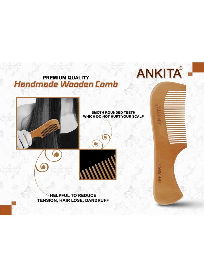 Ankita Wood Hair Combs For Curly Hair- No Static Wooden Hair Comb With Rounded Handle For Men Women And Kids - Image 3