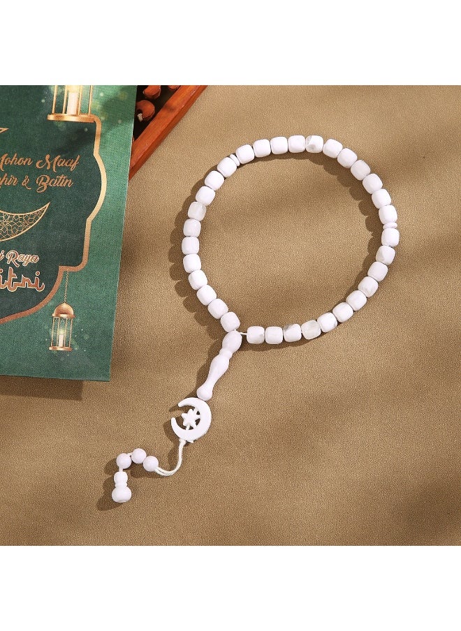 NIBEMINENT 33 Muslim Prayer Beads White/10mm 