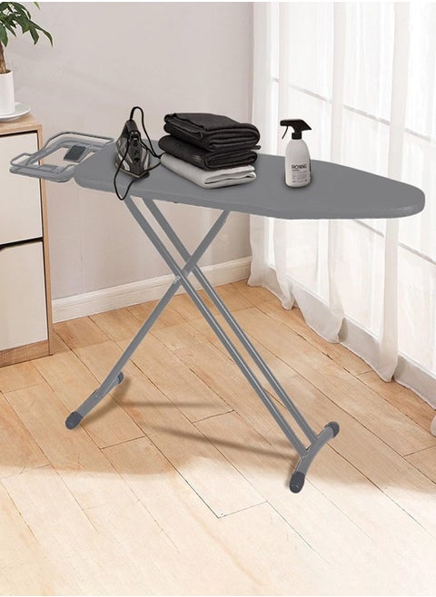 Ironing board and table with a Grey heat-resistant cover. Fabric size: 102 x 33 cm