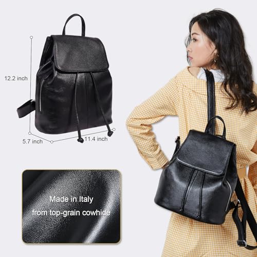 BOYATU Leather Backpack Purse for Women: Casual Genuine Leather Handbags for Travel - Fashion Designer Shoulder Bags for Work (Black) - Image 4
