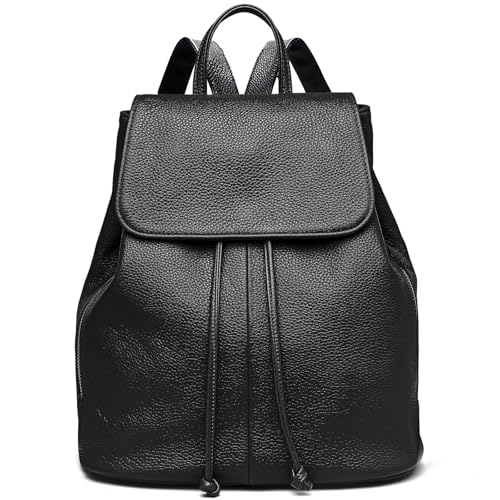 BOYATU Leather Backpack Purse for Women: Casual Genuine Leather Handbags for Travel - Fashion Designer Shoulder Bags for Work (Black) - Image 1