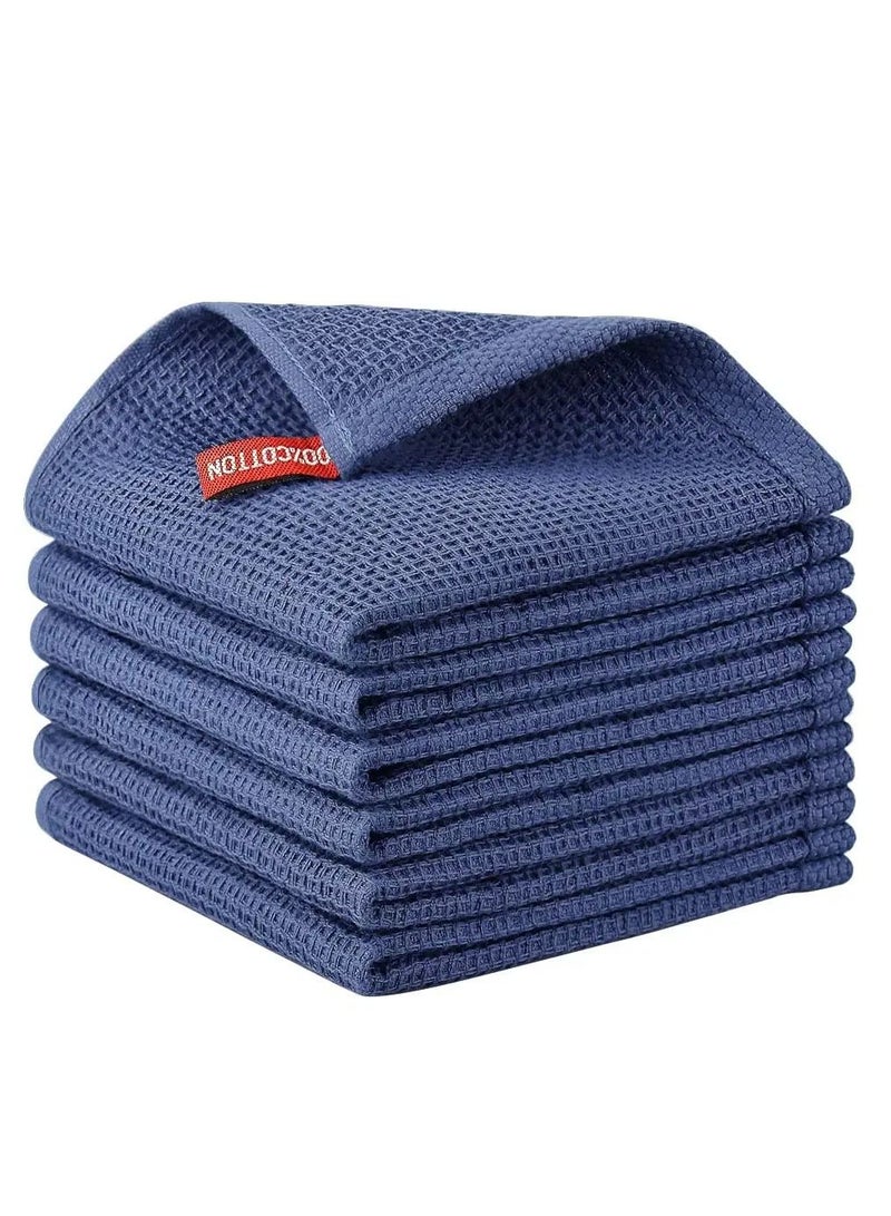 100% Cotton Kitchen Dish Cloths, 6-Pack Ultra Soft Absorbent Quick Drying Dish Towels, Quick Drying Tea Towels Set, 12x12 Inches, Navy Blue - Image 1