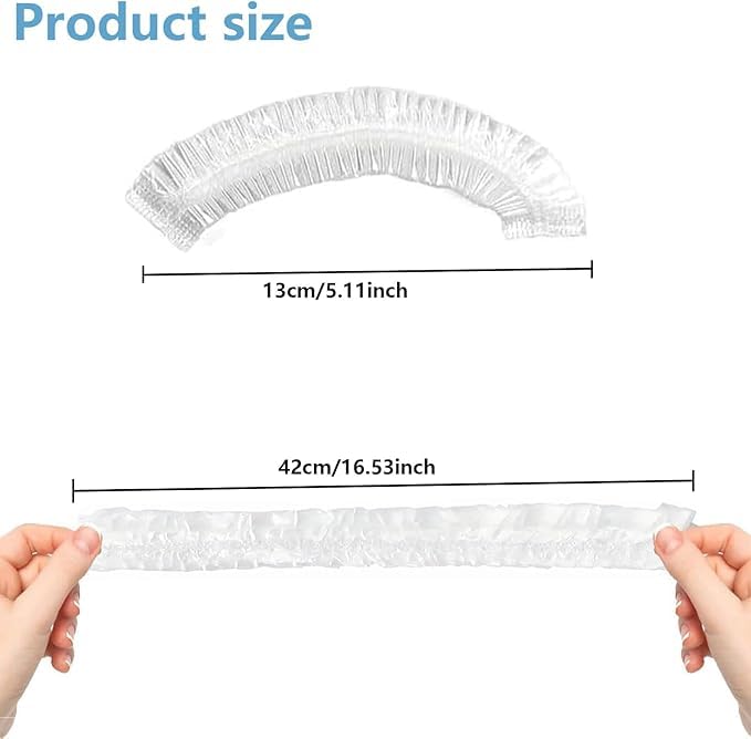 PIRU Disposable Shower Caps Pack of 100 – Clear Waterproof Plastic Hair Bath Caps with Elastic, Free Size, Reusable & Portable Shower Head Covers for Men & Women, Hotels, Spa, Salon, Travel & Home Use - Image 2