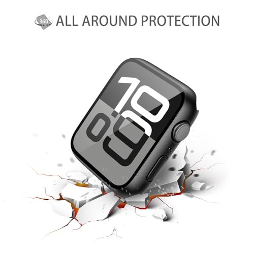 Misxi 2 Pack Tempered Glass Case Compatible for Apple Watch Series 11 Series 10 42mm, Hard PC Screen Protector Ultra-Thin Lightweight Scratch-Resistant Cover for iWatch, 1 Black + 1 Transparent - Image 5