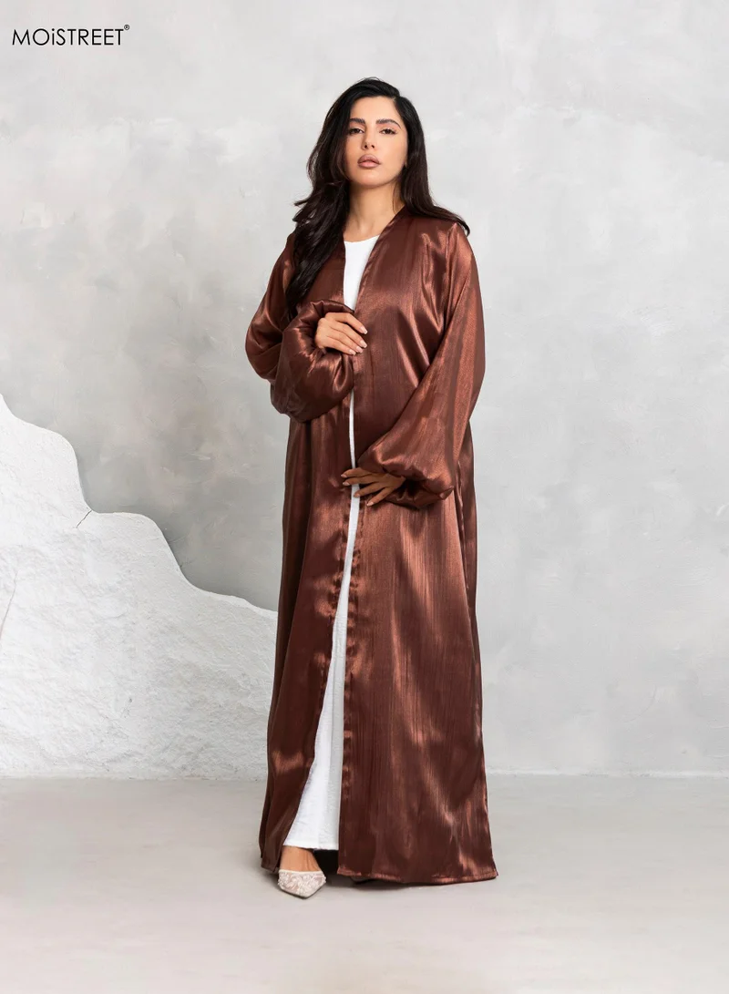 Moistreet Balloon Sleeve Shimmer Abaya Set