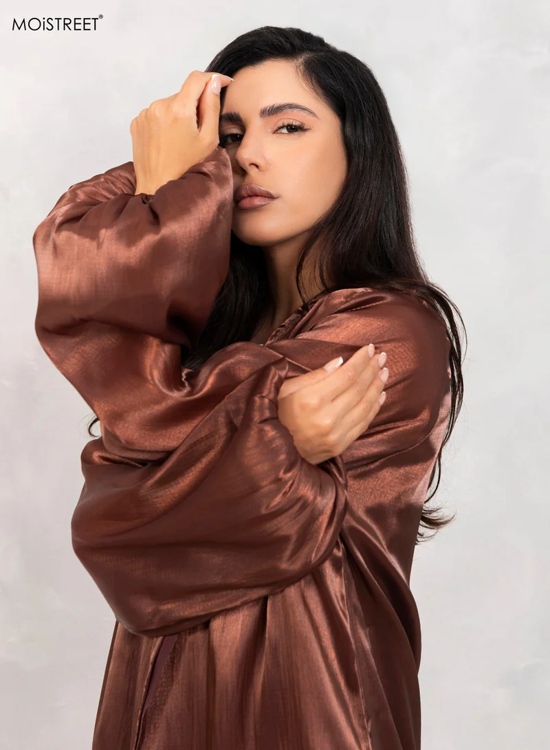 Moistreet  Balloon Sleeve Shimmer Abaya Set for Women | Best Price UAE