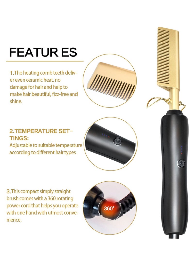 DubaiGallery Ceramic Electric Hair Curling Iron Heat Comb Straightener Straightening Brush Wet & Dry Use - Image 5