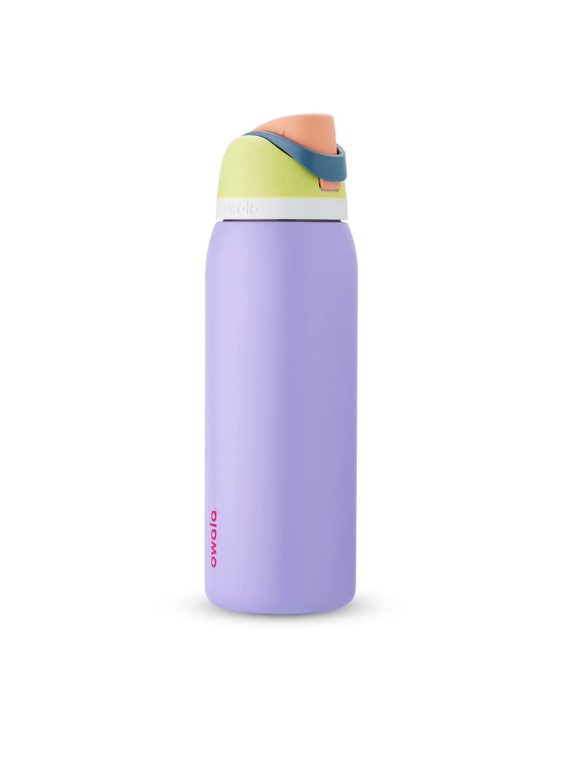 Owala Owala FreeSip Insulated Stainless Steel Water Bottle with Straw BPAFree Sports Water Bottle Great for Travel 40 Oz Retro Boardwalk 