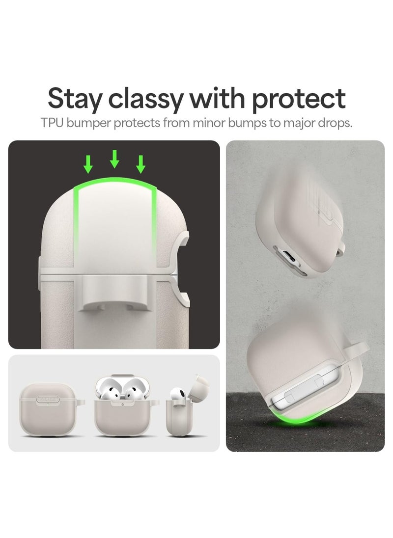 CYRILL - Kajuk Compatible with AirPods 4 Case Cover Compatible with MagSafe [Shock Absorbent] with Carabiner - Cream - Image 1