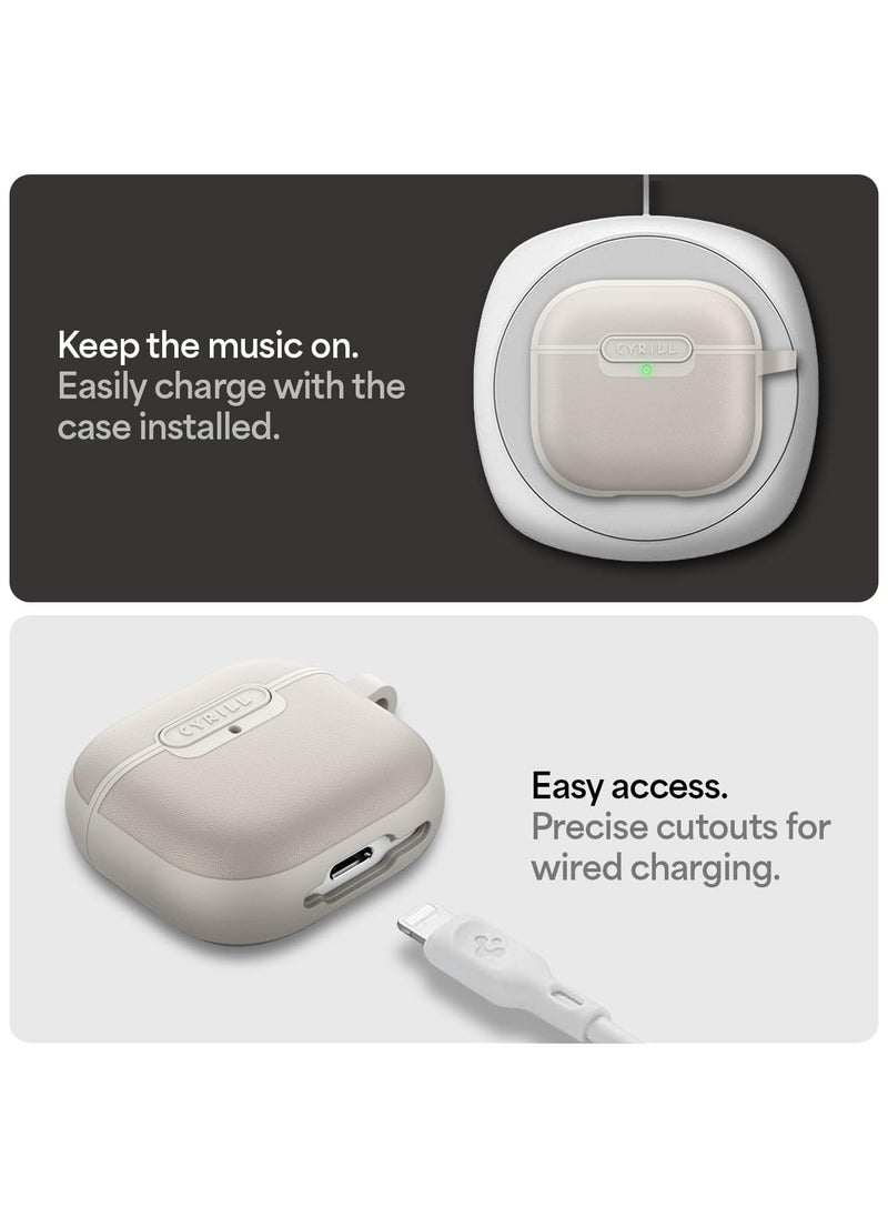 CYRILL - Kajuk Compatible with AirPods 4 Case Cover Compatible with MagSafe [Shock Absorbent] with Carabiner - Cream - Image 1