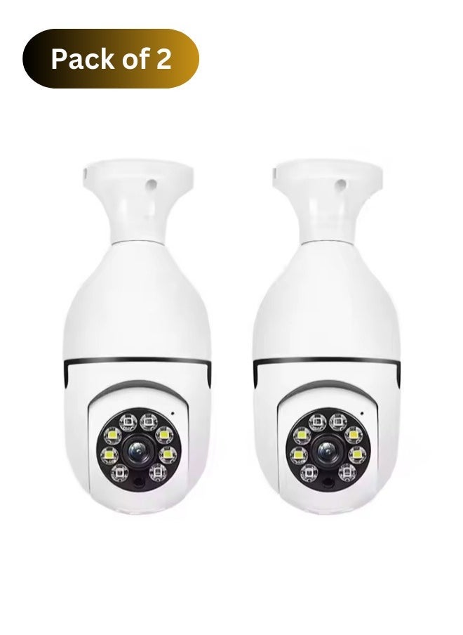 DUSALA (Pack of 2)1080p 4mp Color Night Vision Two-Way Audio 360 Degree Ip Network Surveil Wireless Home Security Cctv Wifi Bulb Camera Wireless Light and provide 360°Panoramic Security Outdoor Surveillance - Image 1