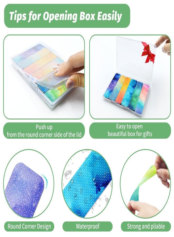 TOEMUR 72 Pieces Calm Strips Anxiety Sensory Stickers with Storage Box 2 Textured Surface Adhesives Fidget Strips for Office & Classroom Desk Relieve Adult & Teen Stress (Watercolor Style) - Image 3