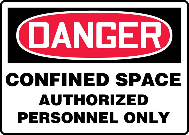 Accuform MCSP140VA Aluminum Safety Sign, Legend "Danger CONFINED Space Authorized Personnel ONLY", 7" Length x 10" Width, Red/Black on White - Image 1