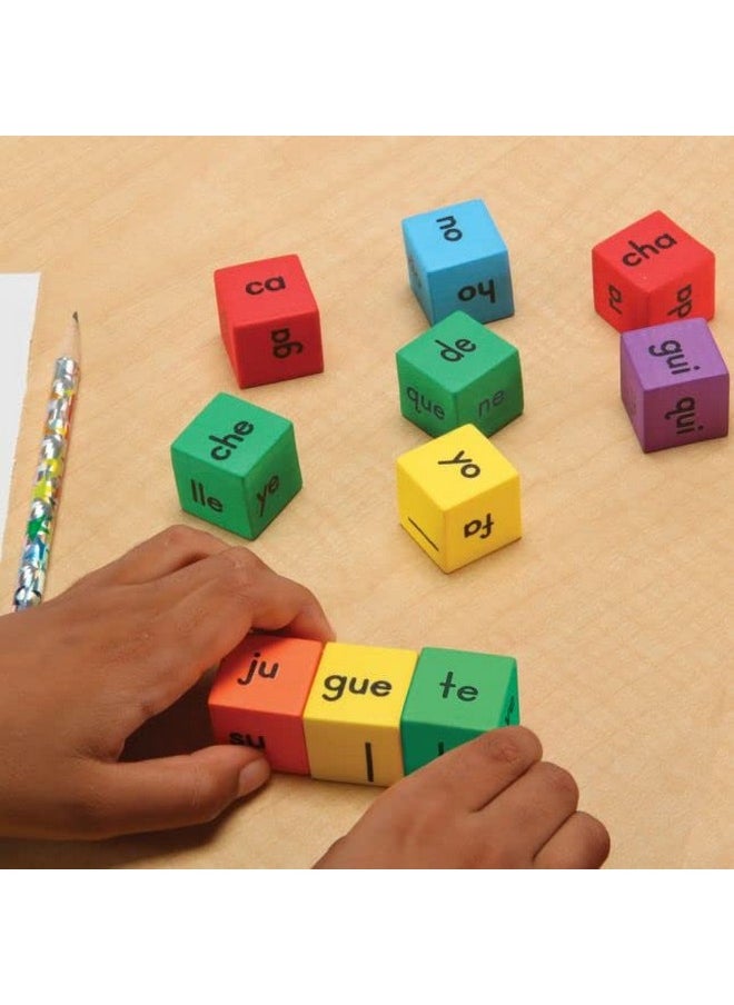 Really Good Stuff Really Good Stuff Make-a-Word Soft Touch Spanish Syllable Dice Game - Grades K-2 - Expand Word-Building Skills - Includes 15 Same-Vowel Syllable Dice, 3 Mixed-Vowel Dice - Dice Color-Coded by Vowel  - Image 3