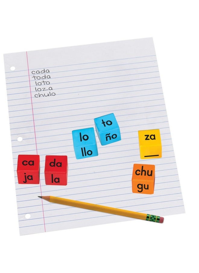 Really Good Stuff Really Good Stuff Make-a-Word Soft Touch Spanish Syllable Dice Game - Grades K-2 - Expand Word-Building Skills - Includes 15 Same-Vowel Syllable Dice, 3 Mixed-Vowel Dice - Dice Color-Coded by Vowel  - Image 2