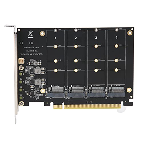 Goshyda M.2 PCIe Adapter, 4 Port M.2 NVMe SSD to PCIE X16 M Key Hard Drive Converter Reader Expansion Card - Image 2