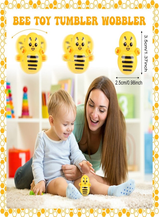 Capoda 110 Pcs Bee Theme Party Favors Bee Classroom Decorations Color Toy Tumbler Wobbler Yellow Wristband Keychain Button Pin Honey Stickers Gift Bag for Class Reward Gift Prizes Party Supplies - Image 5