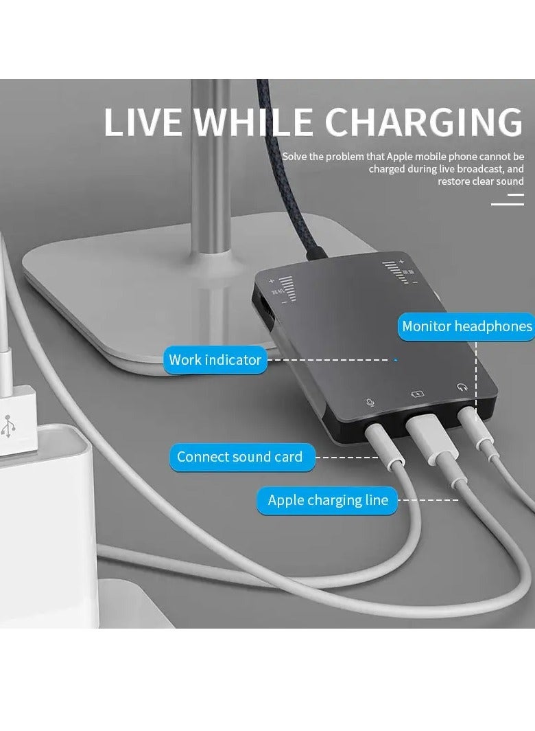 Lightning Live Stream Adapter for iPhone and iPad with Speaker Pin Supports 99% of live streaming apps available in the market Can charge the phone while in use Supports PK during live streaming Suitable for live streaming, recording and singing - Image 2