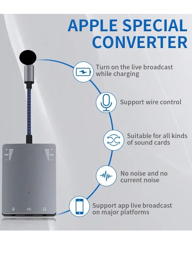 Lightning Live Stream Adapter for iPhone and iPad with Speaker Pin Supports 99% of live streaming apps available in the market Can charge the phone while in use Supports PK during live streaming Suitable for live streaming, recording and singing - Image 3