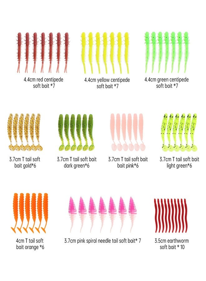 OriGlam 68pcs Fishing Topwater Lures Kits Mixed Artificial Baits Tackle Box, Soft Plastic Fishing Lures Baits Including Soft Worm Centipede for Bass Trout Walleye - Image 2