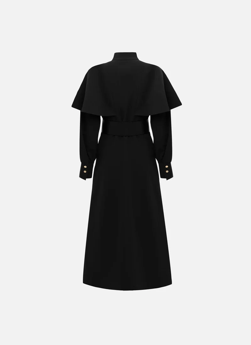 Lichi  Midi dress with metallic fittings and wide eco leather belt for Women | Best Price UAE