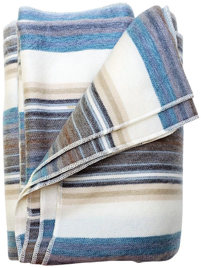 ALPACA WOOL THROW BLANKET SUPER SOFT LIGHTWEIGHT BREATHABLE AND HYPOALLERGENIC NONITCHY OR SCRATCHY BLUE WHITE VARICOLORED QUEEN US STANDARD