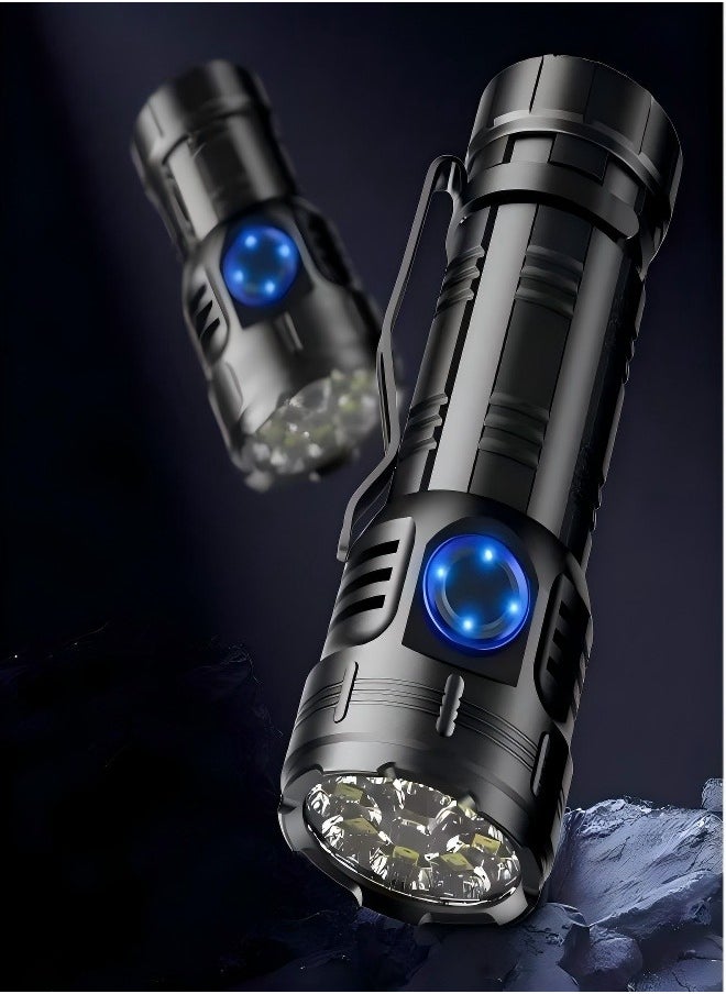 Excellent High-Intensity Flashlight, Super Bright, Rechargeable, Outdoor, Home Portable, Mini, With Red Warning Light  - Image 1