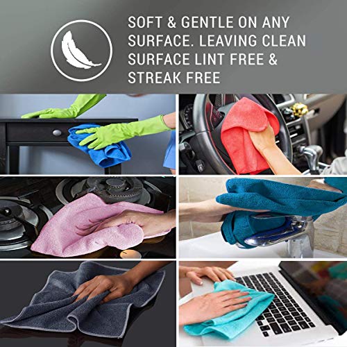 Sassoon Highly Absorbent Microfiber Cleaning Cloth in 450 GSM (12 Pcs, Sandstone) 40X40 cms- Thick Lint & Streak-Free Multipurpose Cloths-Automotive Microfiber Towels for Car Bike Cleaning - Image 5