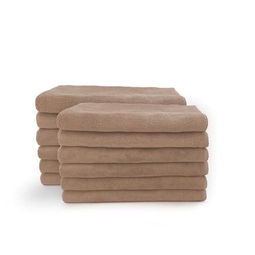 Sassoon Highly Absorbent Microfiber Cleaning Cloth in 450 GSM (12 Pcs, Sandstone) 40X40 cms- Thick Lint & Streak-Free Multipurpose Cloths-Automotive Microfiber Towels for Car Bike Cleaning - Image 1