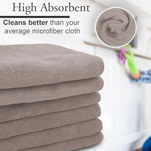 Sassoon Highly Absorbent Microfiber Cleaning Cloth in 450 GSM (12 Pcs, Sandstone) 40X40 cms- Thick Lint & Streak-Free Multipurpose Cloths-Automotive Microfiber Towels for Car Bike Cleaning - Image 2
